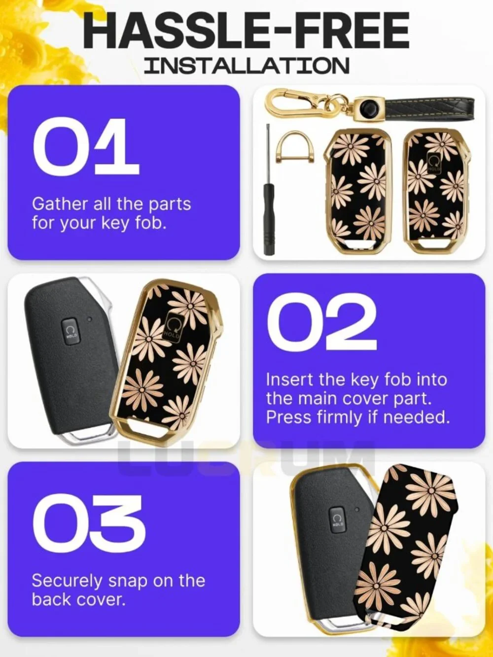 Stylish TPU Key Fob Cover & Leather Keychain for Kia - Durable & Protective Case